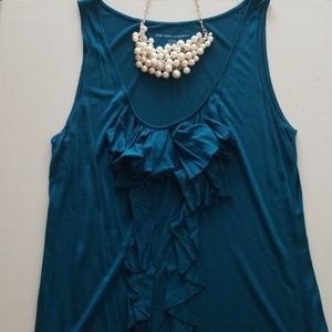 2 for $12! New York & Co Teal Ruffle Tank - large
